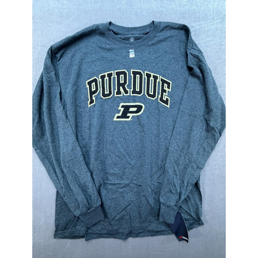 New NCAA Purdue University Long Sleeve Shirt Gray Size Large Top of the World